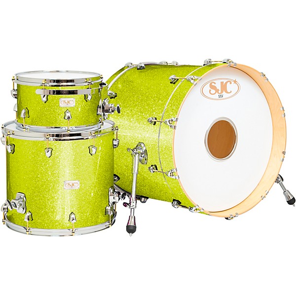 SJC Drums 25th Anniversary USA Custom 3-Piece Maple Shell Pack - Lime Glitter