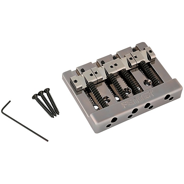 Fender HiMass String-Through 4-String Bass Bridge Assembly with Brass Saddles Black Chrome