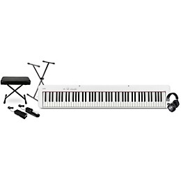 Casio CDP-S110 Compact Digital Piano with Warm Audio WA-CAB Headphone Package (Pedals/Bench/Stand Included) White