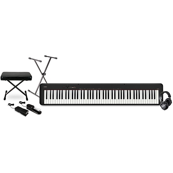Casio CDP-S110 Compact Digital Piano with Warm Audio WA-CAB Headphone Package (Pedals/Bench/Stand Included) Black