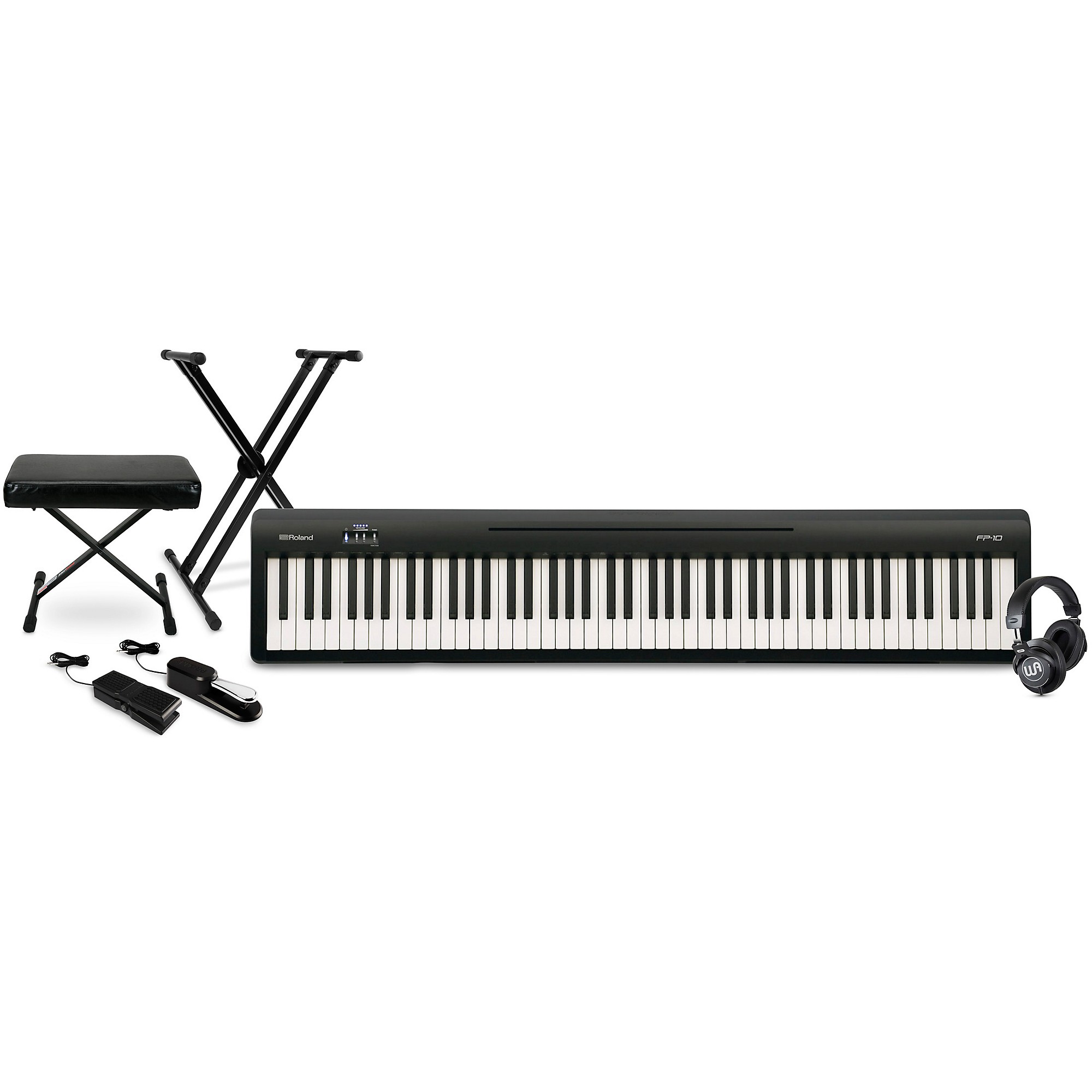 Roland FP-10 Digital Piano With Warm Audio WA-CAB Headphone