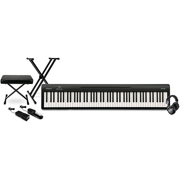 Roland FP-10 Digital Piano with Warm Audio WA-CAB Headphone Package (Pedals/Bench/Stand Included)
