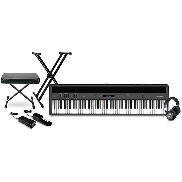 Roland FP-60X 88-Key Digital Piano with Warm Audio WA-CAB Headphone Package (Pedals/Bench/Stand Included) Black