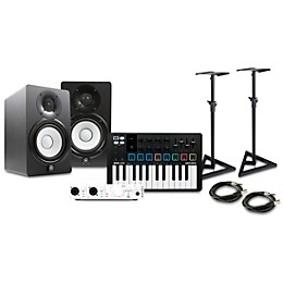 Arturia MiniLab 3 25 Slim-key Controller with Minifuse 2 USB Audio Interface and Yamaha HS5 5-inch Studio Monitor Pair Bundle (Stands/Cables Included) Black