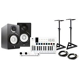 Arturia MiniLab 3 25 Slim-key Controller with Minifuse 2 USB Audio Interface and Yamaha HS5 5-inch Studio Monitor Pair Bundle (Stands/Cables Included) White