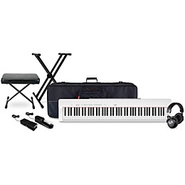 Yamaha P-225 88-Key Digital Piano with Warm Audio WA-CAB Headphone Package (Pedals/Bench/Stand/Bag Included) White
