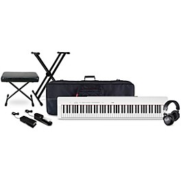 Yamaha P-225 88-Key Digital Piano with Warm Audio WA-CAB Headphone Package (Pedals/Bench/Stand/Bag Included) White