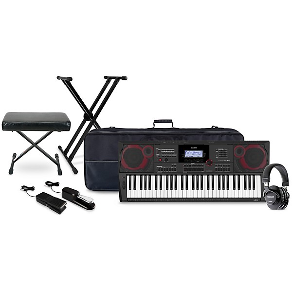 Casio CT-X5000 61-key Portable Arranger Keyboard with Tascam TH-200X Studio Headphone Package (Pedals/Bench/Stand/Bag Incl...