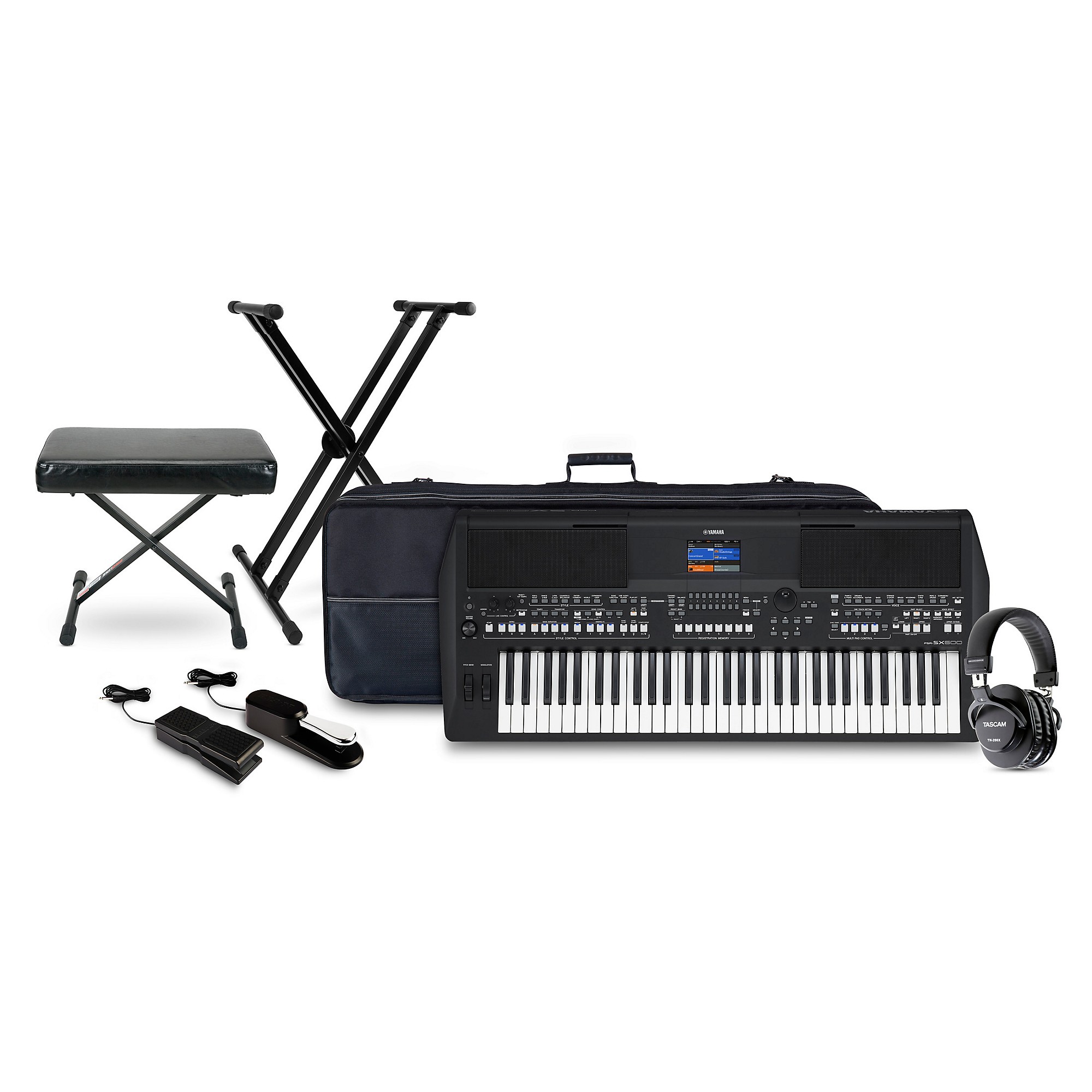 Yamaha PSRSX600 61-key Arranger Workstation with Tascam TH-200X