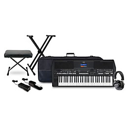 Yamaha PSRSX600 61-key Arranger Workstation with Tascam TH-200X Studio Headphone Package (Pedals/Bench/Stand/Bag Included)