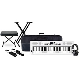 Roland GO:KEYS Keyboard Package With TASCAM TH-200X Studio Headphones and Accessories - White