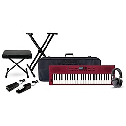 Roland GO:KEYS Keyboard Package With TASCAM TH-200X Studio Headphones and Accessories - Dark Red