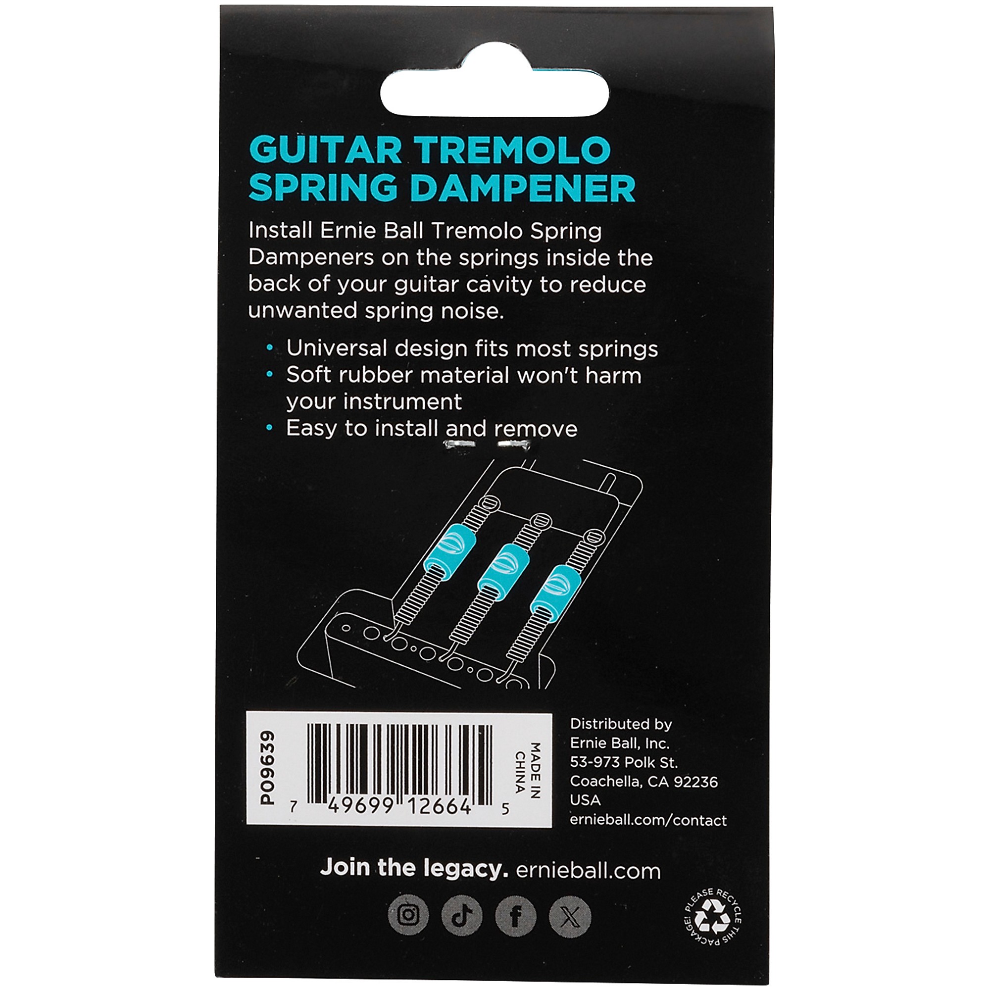 Ernie Ball Guitar Tremolo Spring Dampener Black | Guitar Center
