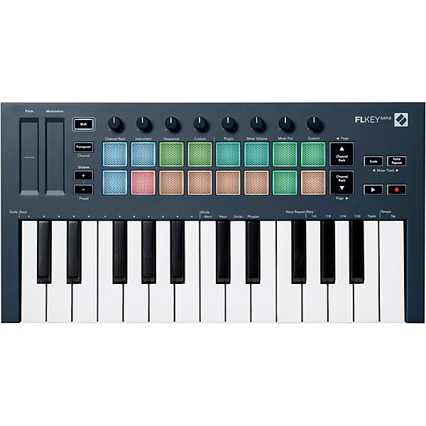 Novation FLkey Keyboard Controller with Focusrite 2i2 USB Audio Interface and Adam Audio D3V 3-inch Studio Monitor Pair Pa...