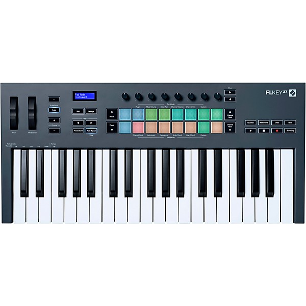Novation FLkey Keyboard Controller with Focusrite 2i2 USB Audio Interface and Adam Audio D3V 3-inch Studio Monitor Pair Pa...