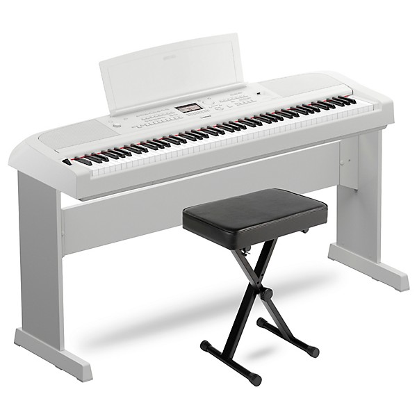 Yamaha DGX-670 88-Key Portable Grand Piano White With Matching Stand and Bench