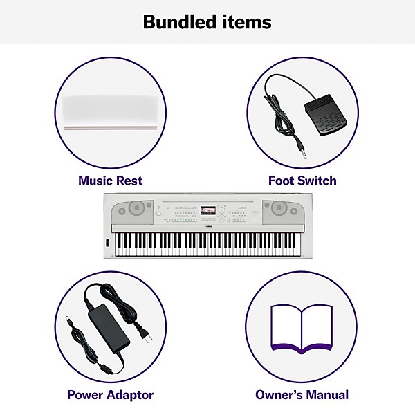 Yamaha DGX-670 88-Key Portable Grand Piano White With Matching Stand and Bench