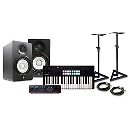 Novation Launchkey MK4 Keyboard Controller with Focusrite 2i2 USB Audio Interface and Yamaha HS5 5" Studio Monitor Pair Package (Cables/Stands Included) 37 Key Package