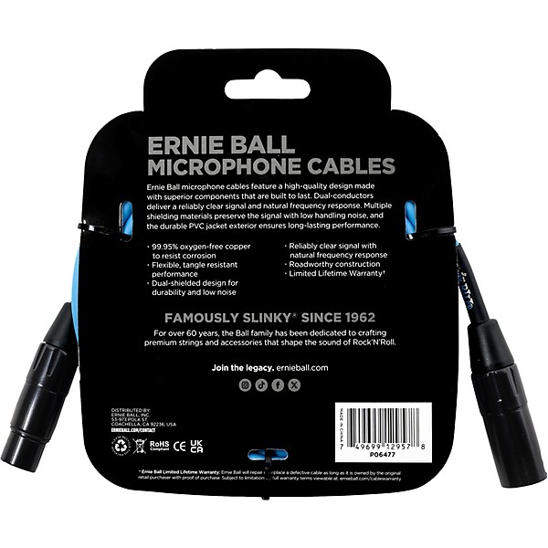 Ernie Ball Classic XLR Microphone Cable - 10 ft. Blue