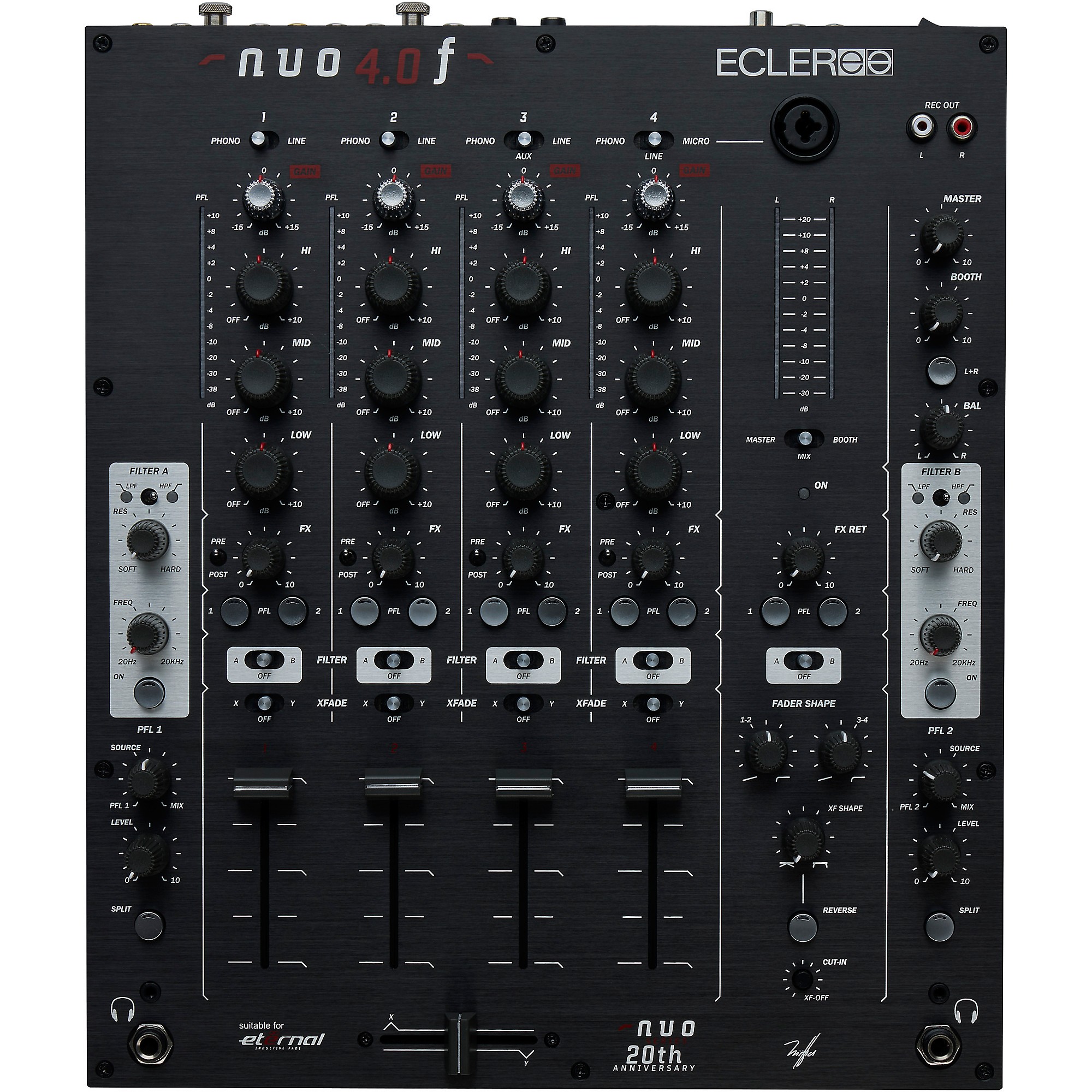 Ecler NUO 4.0F Analogue 4-Channel DJ Mixer Black | Guitar Center