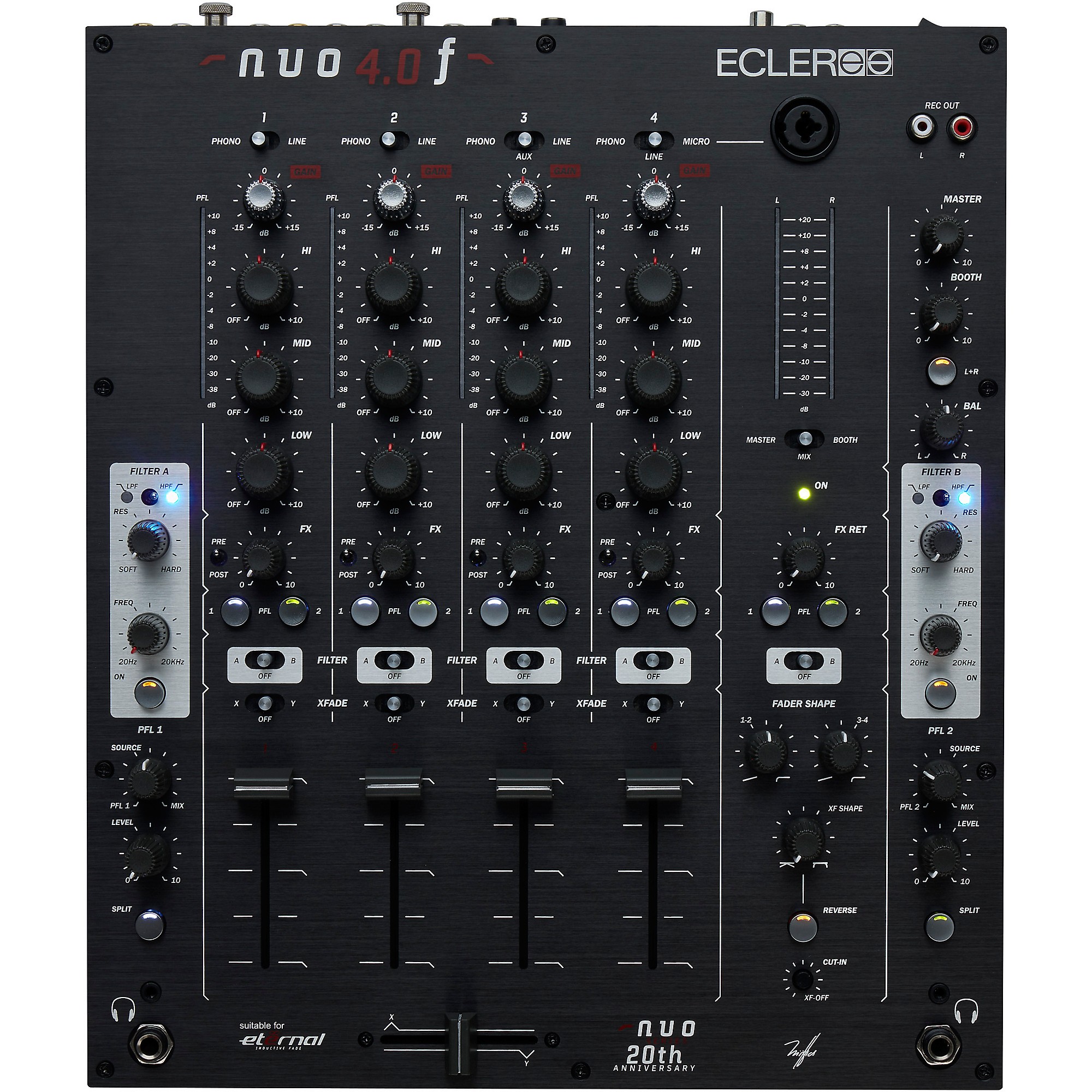 Ecler NUO 4.0F Analogue 4-Channel DJ Mixer Black | Guitar Center