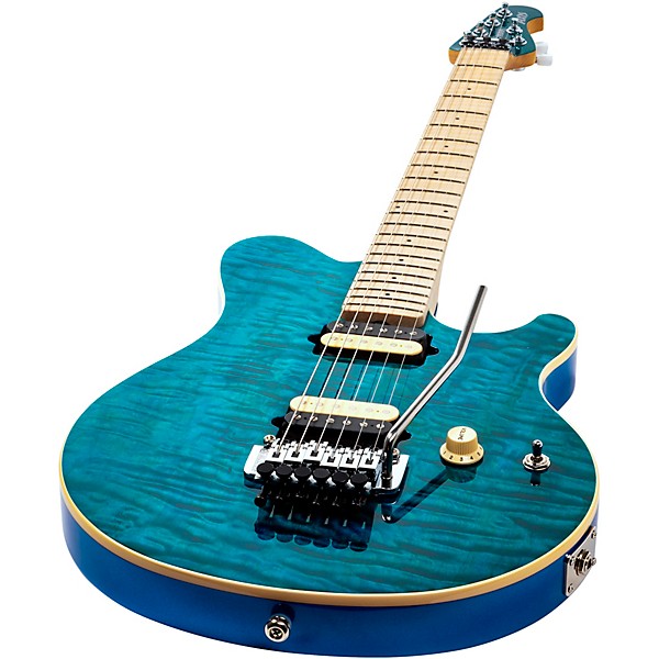Open Box Ernie Ball Music Man Axis Premium One Piece Electric Guitar - Level 2 Translucent Blue 197881388669