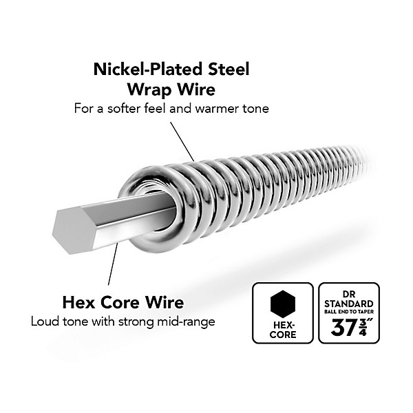 DR Strings Nickel Lo-Rider NLLH-40 Electric Bass Strings (40-95)