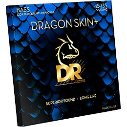 DR Strings Dragon Skin+ Quantum Coated Accurate Core Technology 5-String Electric Bass Strings (45-135)