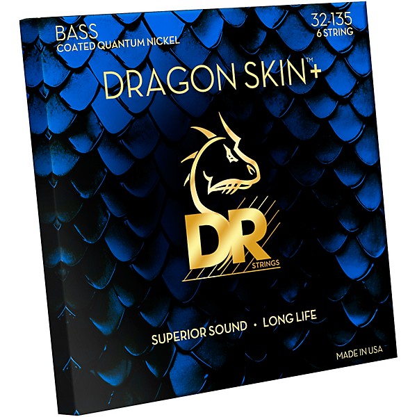 DR Strings Dragon Skin+ Quantum Coated Accurate Core Technology 6-String Electric Bass Strings (32-135)