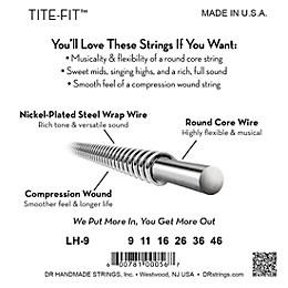 DR Strings Tite-Fit LH-9 Nickel Plated Electric Guitar Strings (9-46)