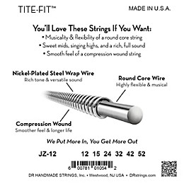 DR Strings Tite-Fit JZ-12 Nickel Plated Electric Guitar Strings (12-52)