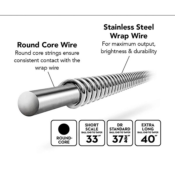 DR Strings Hi-Beam SMR5-45 5-String Short Scale Electric Bass Strings (45-125)