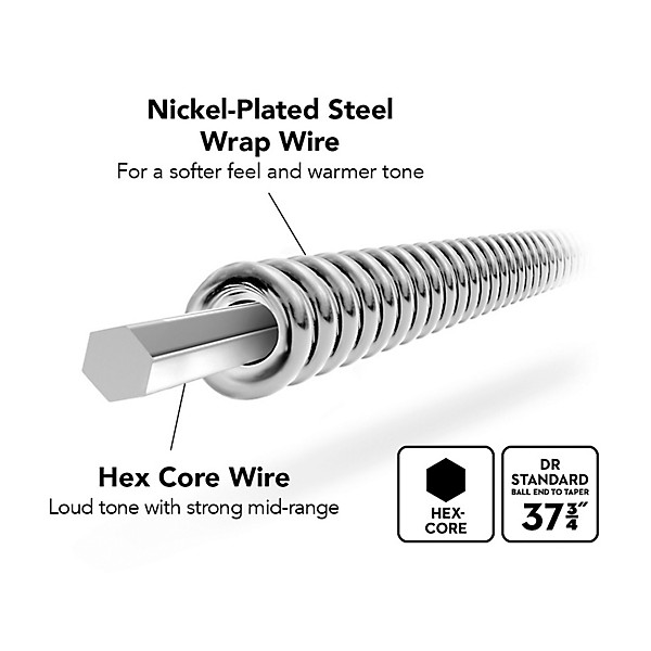 DR Strings Nickel Lo-Rider 6-String Electric Bass Strings (30-125)