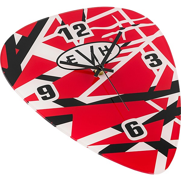 EVH Pick-Shaped Wall Clock - Red, Black and White Stripes