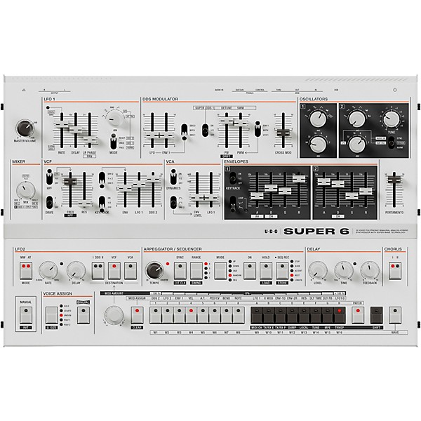 UDO Audio Super 6 Desktop Polyphonic Analog Synthesizer - White