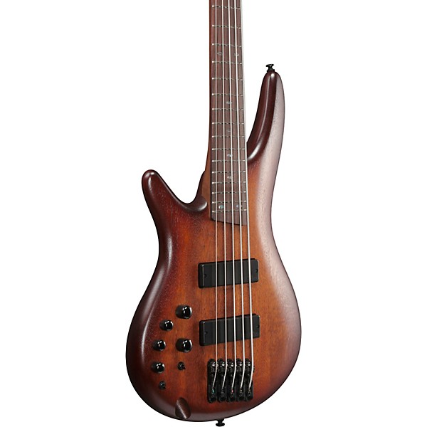 Ibanez SR505AL 5-String Left-Handed Electric Bass Guitar - Mahogany Brown Burst Low Gloss