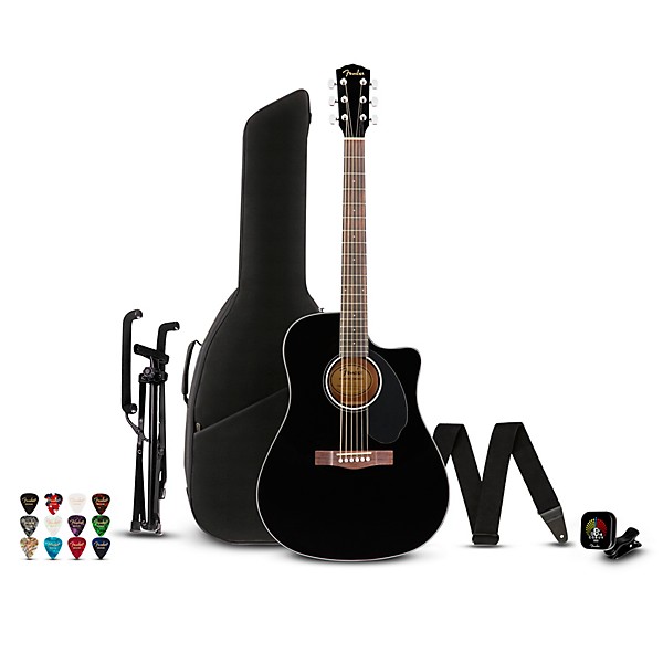Fender CD-60SCE Dreadnought Acoustic-Electric Guitar Pack Black