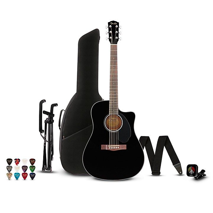 Fender CD-60SCE Dreadnought Acoustic-Electric Guitar Pack - Black