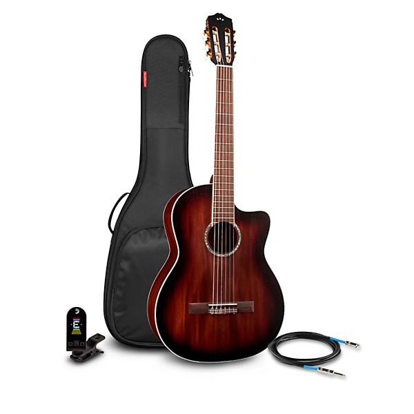 Cordoba C4-CE Nylon-String Classical Acoustic-Electric Guitar Pack Antique Charcoal Burst