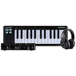 Arturia MicroLab mk3 25-key Keyboard Controller with Minifuse 2 USB Audio Interface & Sterling Audio S302 Studio Headphones Black