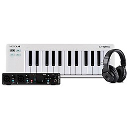 Arturia MicroLab mk3 25-key Keyboard Controller with Minifuse 2 USB Audio Interface & Sterling Audio S302 Studio Headphones White