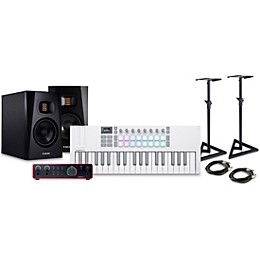 Novation Launchkey MK4 Keyboard Controller with Focusrite 2i2 USB Audio Interface and ADAM Audio T5V 5-inch Studio Monitor Pair Package (Cables/Stands Included) 37 Key Package