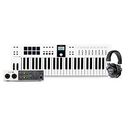 Arturia KeyLab Essential MK3 MIDI Keyboard Controller with Universal Audio Volt 2 USB Audio Interface & Tascam TH-200X Studio Headphones White