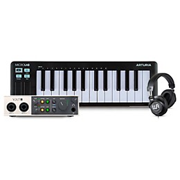 Arturia MicroLab mk3 25-key Keyboard Controller with Universal Audio Volt 2 USB Audio Interface & Warm Audio WA-CAB Studio Headphone Bundle Black