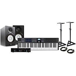 Arturia KeyLab Essential MK3 MIDI Keyboard Controller with Minifuse 2 USB Audio Interface and Yamaha HS5 5-inch Studio Monitor Pair (Cables & Stands Included) Black 61 Key Package