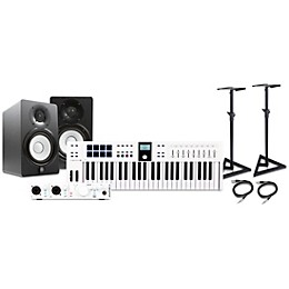 Arturia KeyLab Essential MK3 MIDI Keyboard Controller with Minifuse 2 USB Audio Interface and Yamaha HS5 5-inch Studio Monitor Pair (Cables & Stands Included) White 49 Key Package