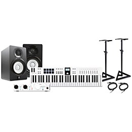 Arturia KeyLab Essential MK3 MIDI Keyboard Controller with Minifuse 2 USB Audio Interface and Yamaha HS5 5-inch Studio Monitor Pair (Cables & Stands Included) White 61 Key Package
