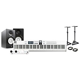 Arturia KeyLab Essential MK3 MIDI Keyboard Controller with Minifuse 2 USB Audio Interface and Yamaha HS5 5-inch Studio Monitor Pair (Cables & Stands Included) White 88 Key Package