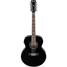 Ibanez AJ7012M2E Jumbo 12-String Acoustic-Electric Guitar - Black