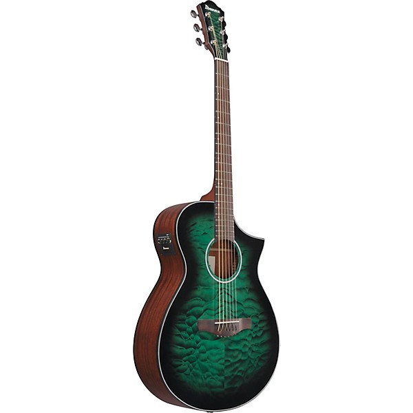 Ibanez AEWC16QA Auditorium Acoustic-Electric Guitar - Transparent Emerald Burst